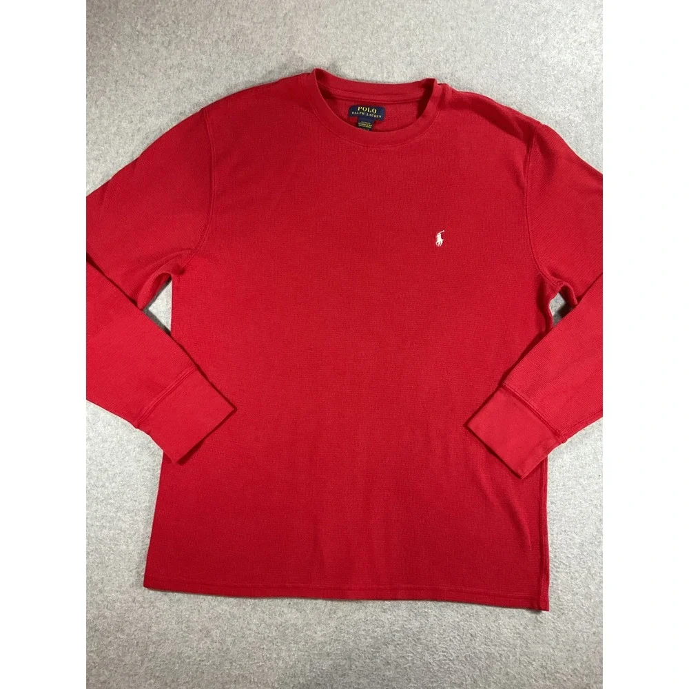 Polo Ralph Lauren Mens XL Red Waffle Knit Thermal Long Sleeve Sleepwear 1745